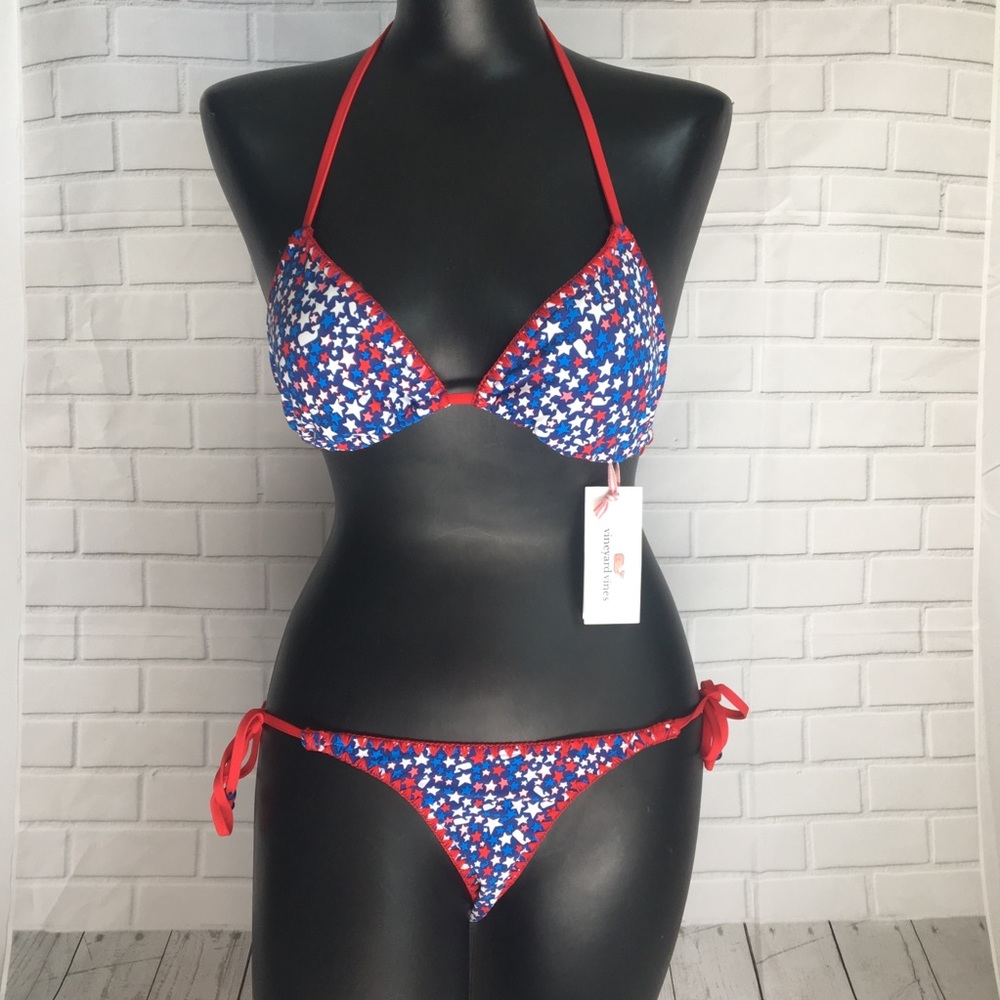 Vineyard Vines Red and Blue Floral Bikini